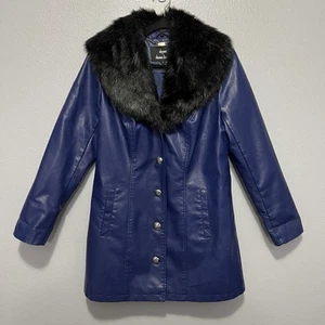 Dennis Basso Kunstfell Kunstleder Mantel lang Knopfleiste Y2K Retro Glam Bougie - Bild 1 von 8