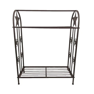 BESTGIFTEVER Rustic Western Metal Quilt Rack – Free-Standing with Star Design
