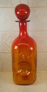 Decantador artesanal vintage de vidrio Blenko mandarina con textura sangría 12"  - Imagen 1 de 10