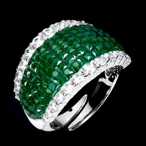 925 Sterling Silver Ring Square Simulated Cz Gemstone Jewelry Size 7.5 - Picture 1 of 13