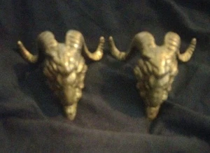 Brass RAM Heads Devil Heads “RARE FIND” Set Of 2 Around 1940’s Or Earlier  - Picture 1 of 10