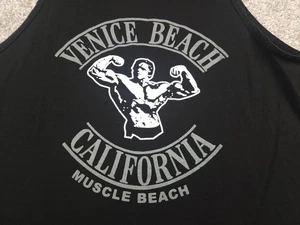 Vintage Venice Muscle Beach Tank Top Mens Large Black Arnold Schwarzenegger Y2K - Picture 1 of 14