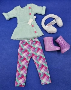 American Girl Wellie Wishers neige tenue beaucoup plus amusante robe leggings bottes cache-oreilles - Photo 1/9