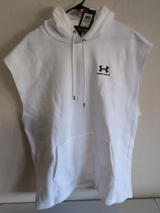 Under Armour Icon Fleece Men's Sleeveless Hoodie White 3XL NWT - Picture 1 of 7