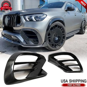 For Benz W167 GLE450 GLE63 GLE53 Coupe Real Carbon Front Fog Air Vent Cover Fins - Picture 1 of 13