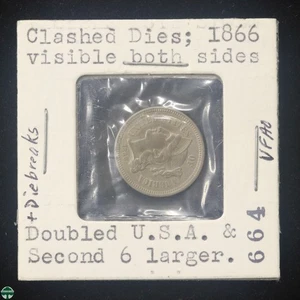1866 Three Cent Nickel VF/XF Details - Clashed Dies - Later Die State - Picture 1 of 5