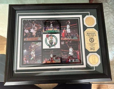 Marco de la NBA Boston Celtics 08 Highland Mint y monedas superpuestas de oro de 2-24K - certificado de autenticidad 37/2500 Foto 1 de 4
