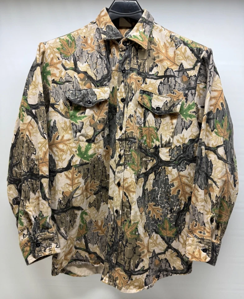 Vintage Predator Camouflage Shirt Jacket Long Sleeve  Mens (L-XL)  Hunting USA - Image 1 of 4