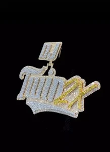 3.30Ct Round Real Moissanite Custom Letter Charm Pendant 14K Yellow Gold Plated - Foto 1 di 7