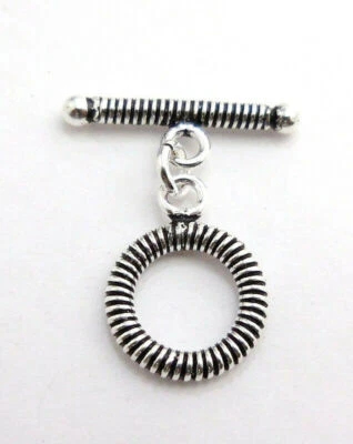 6 SET 15X26MM COPPER BALI TOGGLE CLASP ANTIQUE STERLING SILVER PLATED 575 DTH-13 - Image 1 of 3