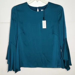 Top Milly Nuevo con Etiquetas Seda Acebo Para Mujer Talla 12 Manga Campana Forrado Pavo Real NUEVO PRECIO DE VENTA SUGERIDO POR EL FABRICANTE $345 - Imagen 1 de 12
