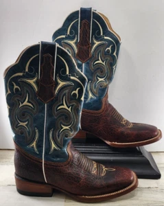 5 Ranch Cowboystiefel Herren Größe 7,5 dunkelbraun/blau Western hergestellt in Mexiko - Bild 1 von 15