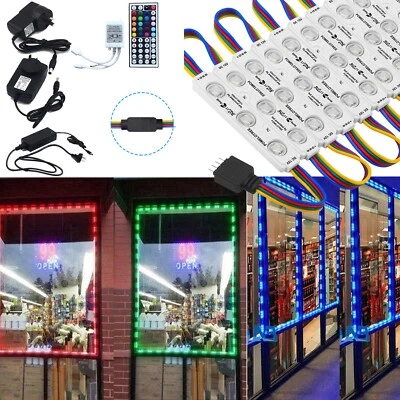 3-300m 12V Plug Injection 5050 RGB 3 LED Module Light Shop Mall Window Sign Lamp - Image 1 of 4
