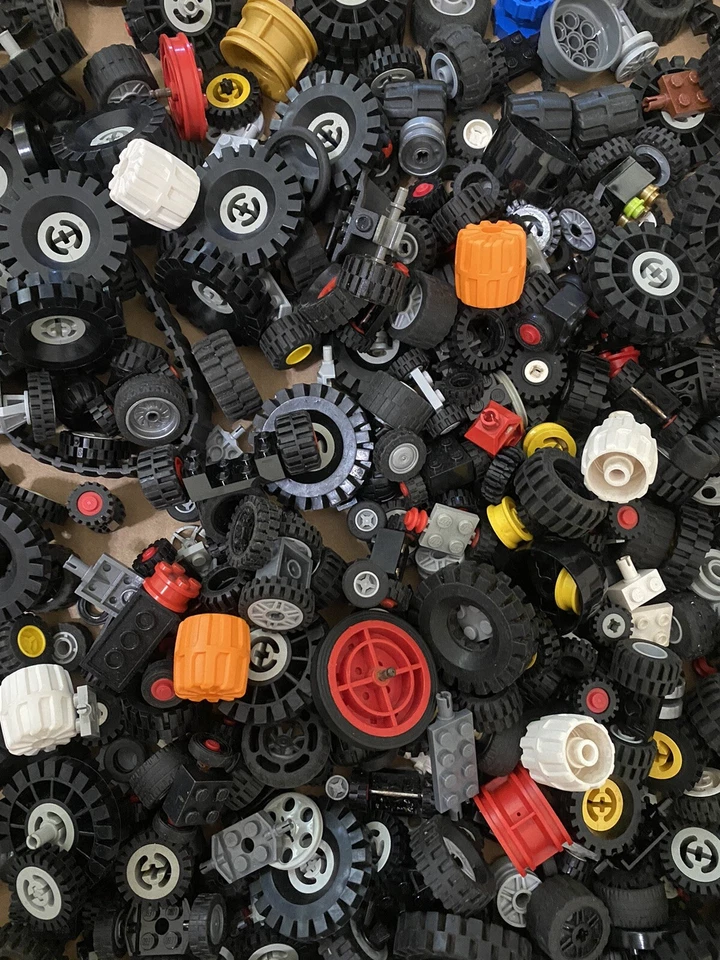 LEGO Bulk WHEELS 1/2 lb pound Tires Axles Car Vehicle Lots Parts Pieces - Image 1 of 1