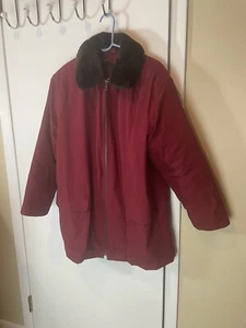 Bromley Sport Women's Coat Thermolite Insulation Burgundy Faux Fur Collar Sz L - Picture 1 of 12