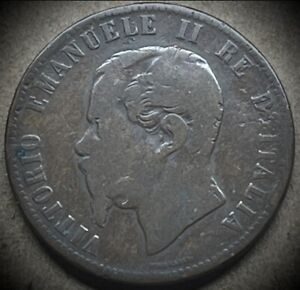 Italy - 1863 - 10 Centesimi - 19th Century Italian Coin - Vittorio Emanuele II
