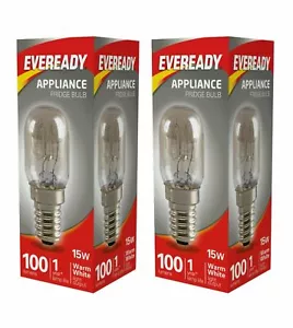 2x Eveready 15w Fridge / Freezer Appliance Light Pygmy Bulb SES E14 240v Screw - Picture 1 of 3