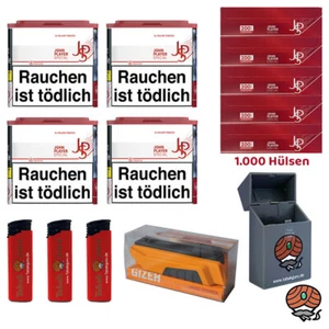 4x JPS/John Player Special Red/Rot Tabak à 43g, Hülsen, Stopfer, Zubehör
