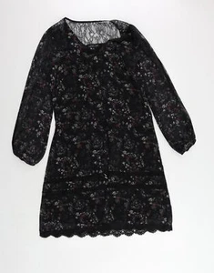 Label Lab Womens Black Floral Polyester A-Line Size 6 V-Neck Button - Lace Detai - Picture 1 of 10