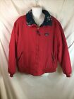 Vintage 90S Ll Bean Mens Size Xl  Fleece-Lined Heavy Ski Coat Jacket Red Navy