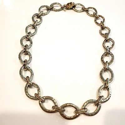Premier Designs Gold Chunky Hammered Look Oval Chain Link Necklace 20 In - Image 1 of 4