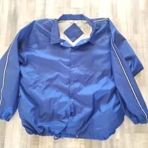 Vintage 80's 90's Blue Windbreaker Jacket Mens Size XL Athletech stripe sleeve - Picture 1 of 8