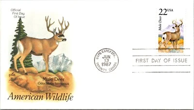 FDC 1987 SC #2335a Artcraft Cachet,  Mule Deer - Toronto - Single - F77560 - Image 1 of 2