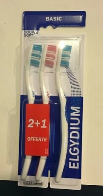 Elgydium Basic Toothbrush Imported SOFT Bristle - 3 Brushes  - Image 1 of 3