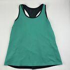 Athletic Tank Top Womens Green Black Two Layer Racer Back