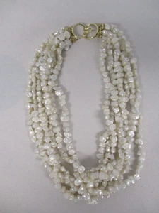 VINTAGE 7 STRAND PEARL NECKLACE with 14K YELLOW GOLD CLASP ~ 17" - Picture 1 of 5