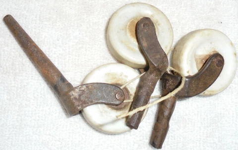 antique PORCELIN furniture casters, ( 3 ) ROLLERS Cover