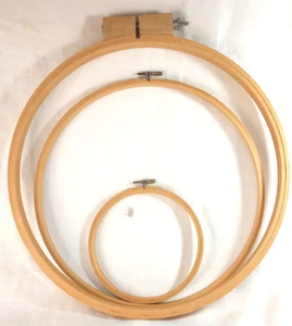 Embroidery Quilting Hoops Set of 3 Wood Round Screw to Release 14" 12" 6" - Picture 1 of 3