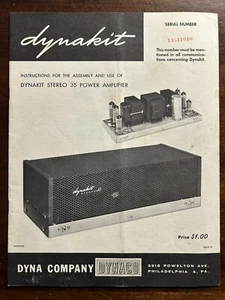 Dynakit Stereo 35 Power Amplifier Amp Instructions Assembly Original OEM Service - Imagen 1 de 4