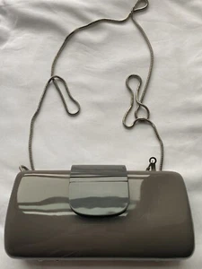 Witchery Handbag Purse Hard Shell Small Long Chain Crossbody Gray Evening EUC - Picture 1 of 11