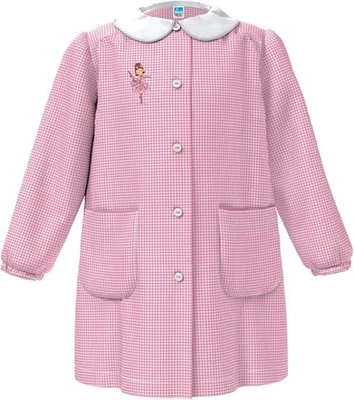 Grembiule asilo da bambina Siggi rosa ricamo ballerina - Immagine 1 di 2