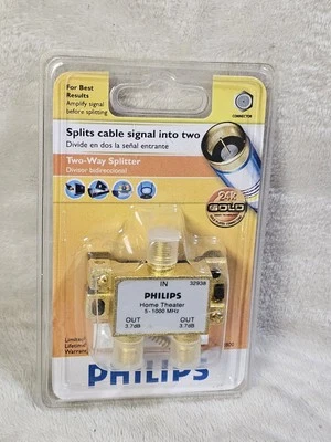 New Phillips M62800 Home Theater Two Way Splitter 24K Gold Plated Connectors  - Image 1 of 4