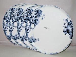 Mikasa Pippa Bone China Blue Floral 11" Dinner Plates Set of Four New - Picture 1 of 3