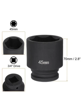 6-Point Impact Socket 3/4" Drive 45mm M 40Cr Impact Socket - Image 1 of 4