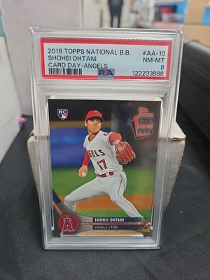 2018 TOPPS NATIONAL BASEBALL CARD DAY ROOKIE RC SHOHEI OHTANI AA10 PSA 8 LOW Pop - Image 1 of 3