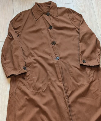 Pell-Mell 复古 50 年代 60 年代 Sherbrooke 女式棕色极简主义斜纹风衣 LG — 第 1/4 张图片