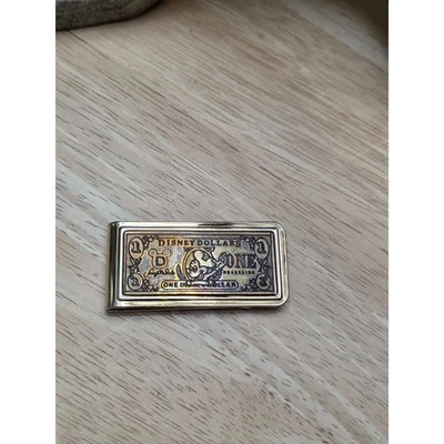 Vintage Disney Dollars Money Clip Mickey Mouse Gold Tone Bill Holder Souvenir - Image 1 of 4