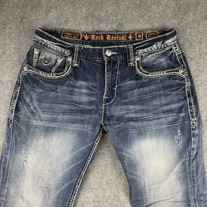 Rock Revival Herren Jeans Alfred Straight 38x33 Boot Cut Distressed Pattentaschen - Bild 1 von 14