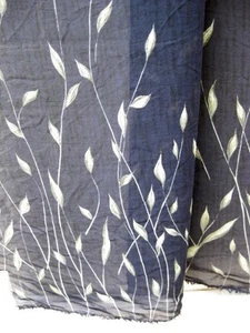 Silk or silk mix fabric material textile 86 cms by 134 Dark grey, leaves border - Picture 1 of 1