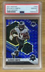 2021 Panini Mosaic #305 DeVonta Smith Prizm Blue #/99 Eagles PSA 10 RC - Picture 1 of 2