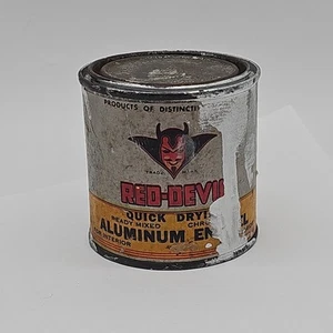 Vintage Red Devil Quick Drying Aluminum Enamel Paint Can Original USA MADE! - Photo 1/9