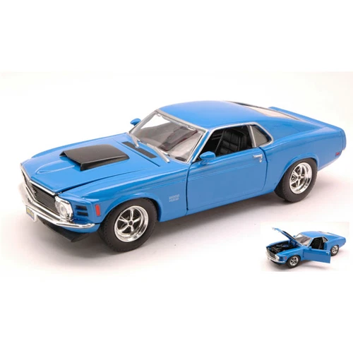 FORD MUSTANG BOSS 429 1970 BLUE 1:24 Motormax Auto Stradali Modellino Nuovo - Immagine 1 di 1