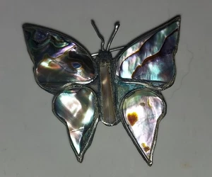 Broche Mariposa Abulón Tono Plata Alpaca México Plata Bolsa Regalo Gratis 2" - Imagen 1 de 5