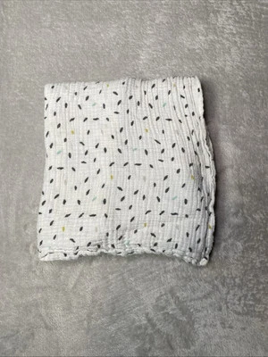 Aden & Anais 襁褓婴儿毯白色薄纱黑色灰色黄色蓝色五彩纸屑 — 第 1/4 张图片