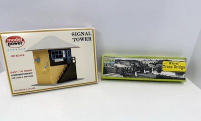 HO scale Model Pwr 481 Signal Tower Building Kit NIB & Atlas Warren Truss Bridge - Image 1 of 4