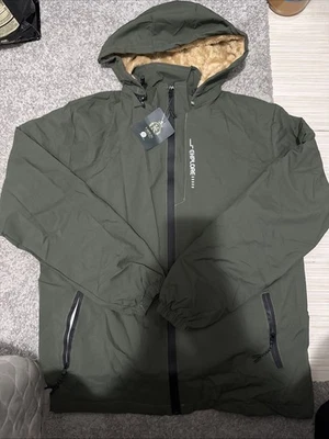 Jaqueta corta-vento com pele tamanho M, verde escuro, unissex - Imagem 1 de 4